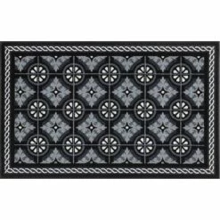 Am billigsten 🤩 Kleen-Tex Wash+dry Küchenteppich Kitchen Tiles Black Waschbar Trocknergeeignet Rutschfest Robust, Größe:75 X 120 Cm 🛒