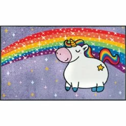 Blitzangebot 😀 Kleen-Tex Wash+dry Fußmatte Unicorn Rainbow Waschbare Schmutzmatte Einhorn, Größe:75 X 120 Cm 😀