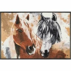 Auslauf 🔔 Kleen-Tex Wash+dry Fußmatte Ginger & Beauty 50 X 75 Cm Pferde Waschbare Schmutzmatte 🤩