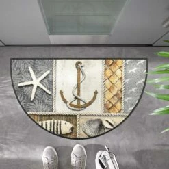 Am billigsten 🤩 Kleen-Tex Wash+dry Fußmatte Round Line 50 X 85 Cm Waschbare Maritime Schmutzmatte Halbrund 🛒 -Kleen-Tex Verkäufe unnamed file 471