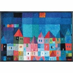 Neu ❤️ Kleen-Tex Wash+dry Fußmatte Colourful Houses By Eugen Stross Waschbar, Größe:50 X 75 Cm 🎉