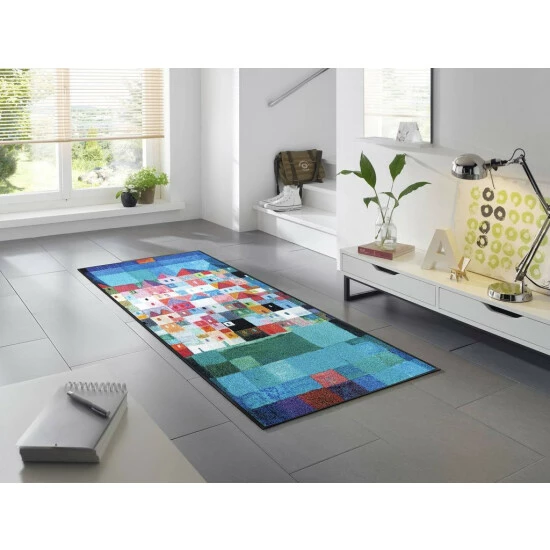 Neu ❤️ Kleen-Tex Wash+dry Fußmatte Colourful Houses By Eugen Stross Waschbar, Größe:50 X 75 Cm 🎉 5 Neu ❤️ Kleen-Tex Wash+dry Fußmatte Colourful Houses By Eugen Stross Waschbar, Größe:50 X 75 Cm 🎉 – Bild 3