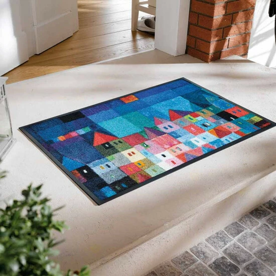 Neu ❤️ Kleen-Tex Wash+dry Fußmatte Colourful Houses By Eugen Stross Waschbar, Größe:50 X 75 Cm 🎉 6 Neu ❤️ Kleen-Tex Wash+dry Fußmatte Colourful Houses By Eugen Stross Waschbar, Größe:50 X 75 Cm 🎉 – Bild 4