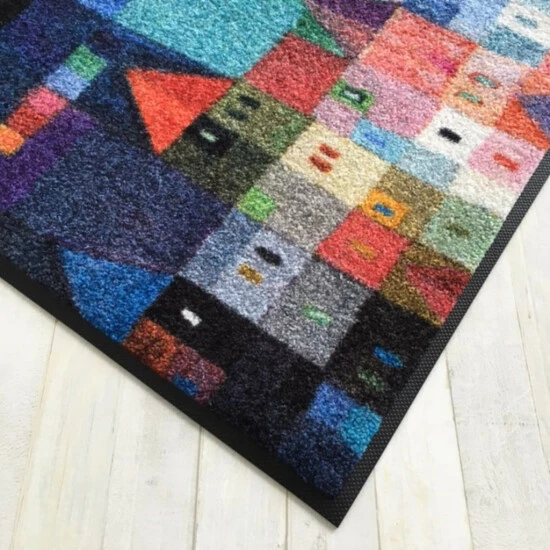 Neu ❤️ Kleen-Tex Wash+dry Fußmatte Colourful Houses By Eugen Stross Waschbar, Größe:50 X 75 Cm 🎉 7 Neu ❤️ Kleen-Tex Wash+dry Fußmatte Colourful Houses By Eugen Stross Waschbar, Größe:50 X 75 Cm 🎉 – Bild 5