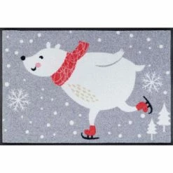 Auslauf 🔔 Kleen-Tex Wash+dry Fußmatte Ice Skater Waschbare Fußmatte Wintermotiv, Größe:50 X 75 Cm 🌟